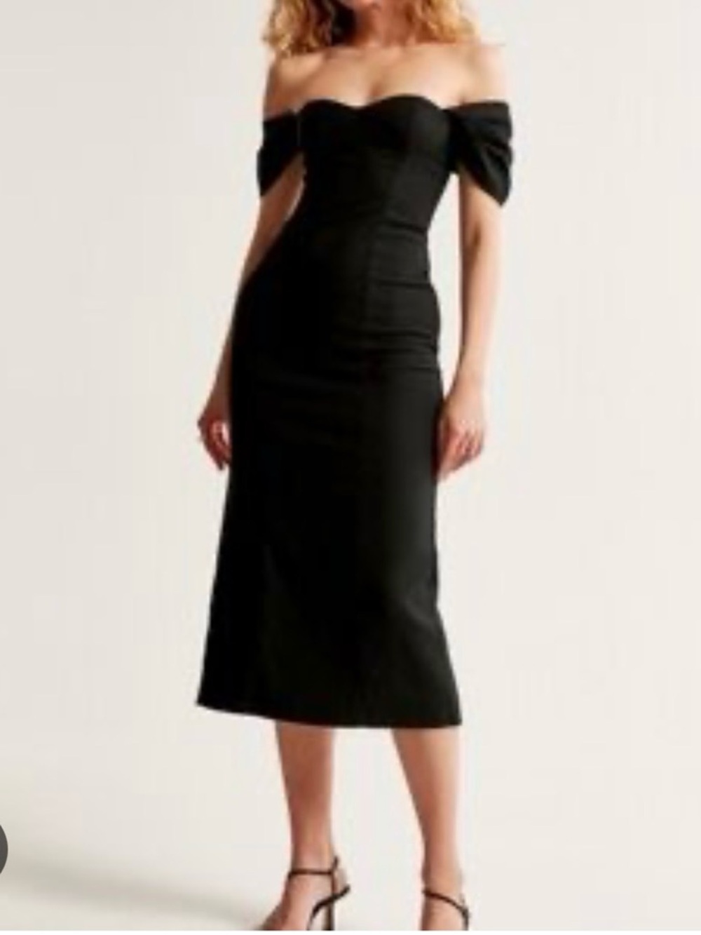 Abercrombie & Fitch Clean Off-The-Shoulder Black Midi Dress- Sz S- NWOT ($140)!
